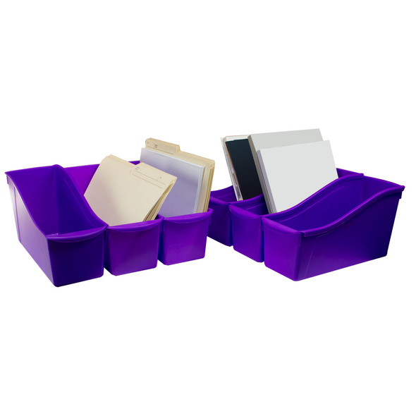 Large Book Bin, Purple, Pack of 6 Large Book Bin, Purple, Pack of 6