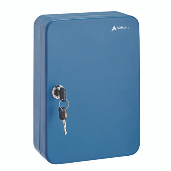 Steel Secure Key Cabinet with Key Lock, 48-Key, 7.1 x 3.1 x 10, Stainless Steel 304, Blue
