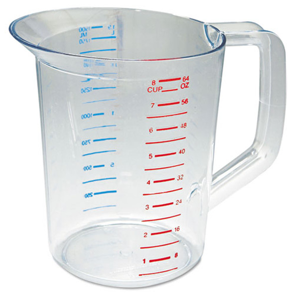 Bouncer Measuring Cup, 2 qt, Plastic, Clear