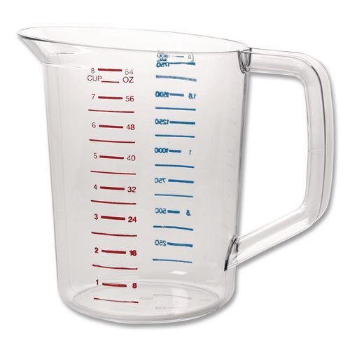 Bouncer Measuring Cup, 2 qt, Plastic, Clear