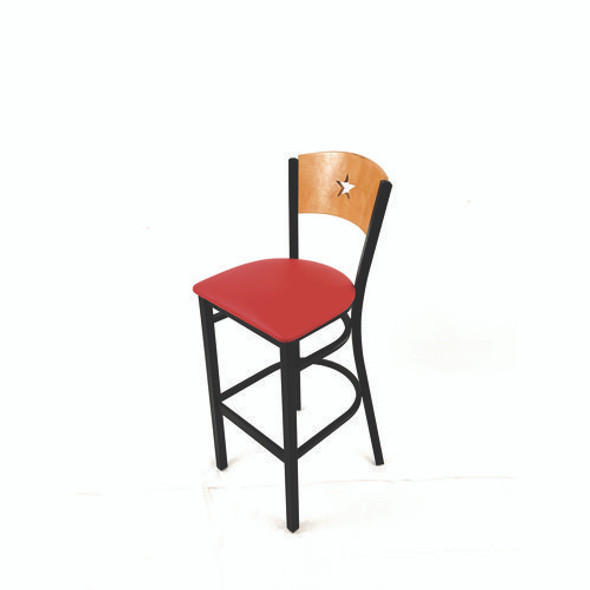 Liberty Series Barstool, Supports Up to 300 lb, 28.5" Seat Height, Red Seat, Natural Back, Black Base Liberty Series Barstool, Supports Up to 300 lb, 28.5" Seat Height, Red Seat, Natural Back, Black Base