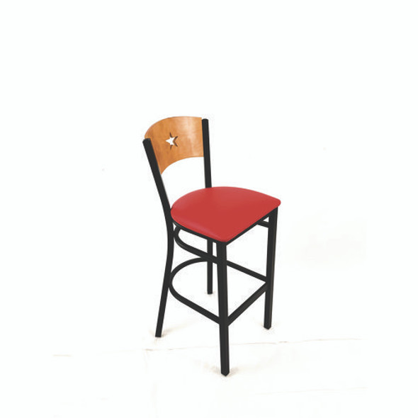 Liberty Series Barstool, Supports Up to 300 lb, 28.5" Seat Height, Red Seat, Natural Back, Black Base Liberty Series Barstool, Supports Up to 300 lb, 28.5" Seat Height, Red Seat, Natural Back, Black Base