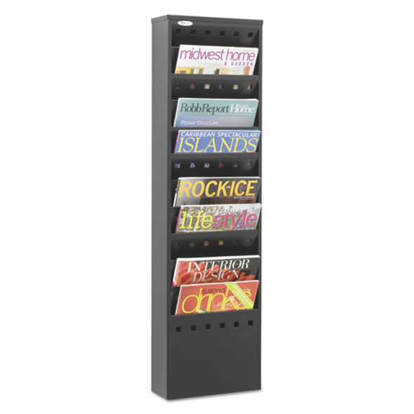 Steel Magazine Rack, 11 Compartments, 10w x 4d x 36.25h, Black