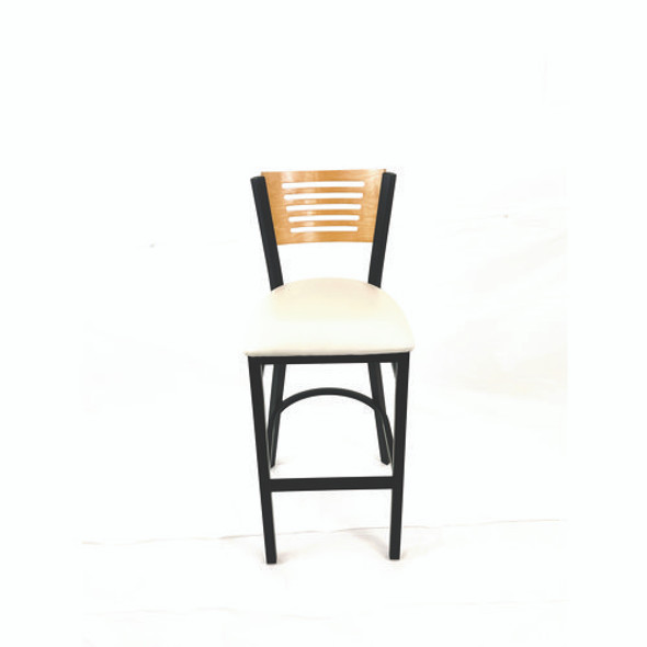 Jones River Series Barstool, Supports Up to 300 lb, 28.5" Seat Height, Cream Seat, Natural Back, Black Base Jones River Series Barstool, Supports Up to 300 lb, 28.5" Seat Height, Cream Seat, Natural Back, Black Base