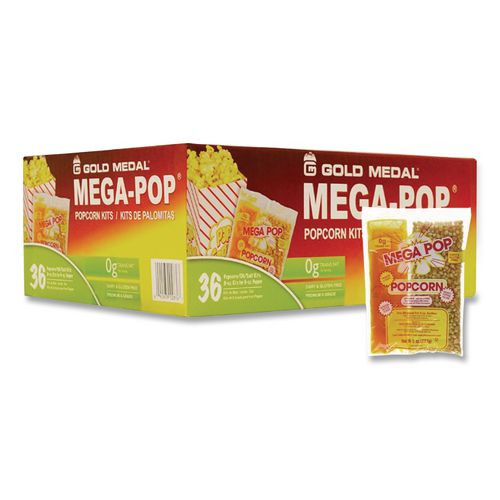 Mega Pop Popcorn, Butter, 8 oz Bag, 36 Bags/Carton