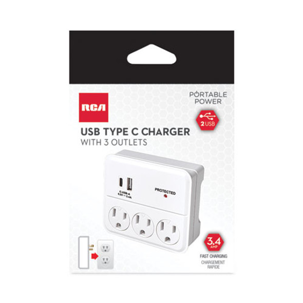 3-Outlet Wall Tap, White