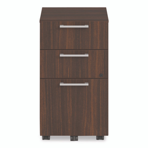Alera Seville Series Mobile Pedestal, Left/Right, 3-Drawer: Box/Box/File, Legal, Mahogany, 15" x 18" x 27"