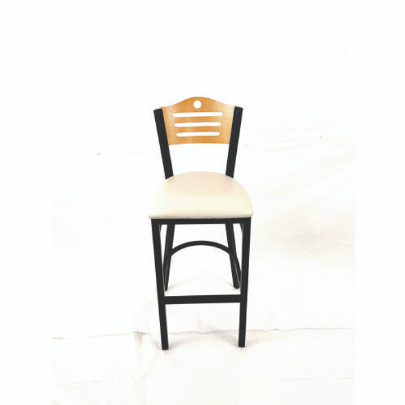 Eagle Series Barstool, Supports Up to 300 lb, 28.5" Seat Height, Cream Seat, Natural Back, Black Base Eagle Series Barstool, Supports Up to 300 lb, 28.5" Seat Height, Cream Seat, Natural Back, Black Base
