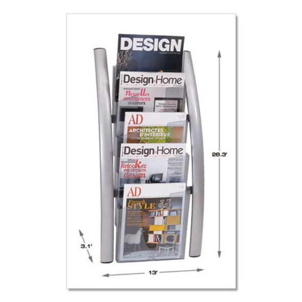 Wall Literature Display, 13w x 3.5d x 28.5h, Silver Gray/Translucent
