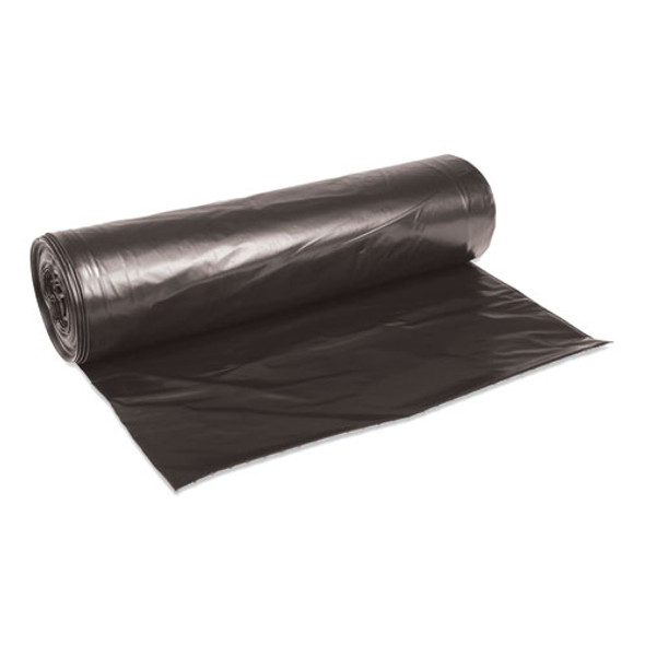 Low-Density Waste Can Liners, 56 gal, 0.6 mil, 43" x 47", Black, Perforated Roll, 25 Bags/Roll, 4 Rolls/Carton
