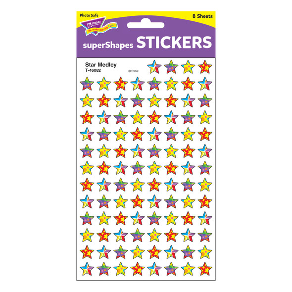Star Medley superShapes Stickers, 800 Per Pack, 6 Packs