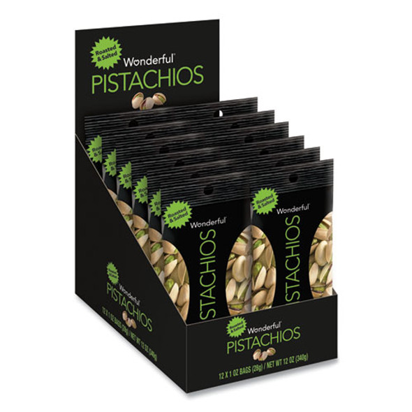 Wonderful Pistachios, Roasted and Salted, 1 oz Pack, 12/Box