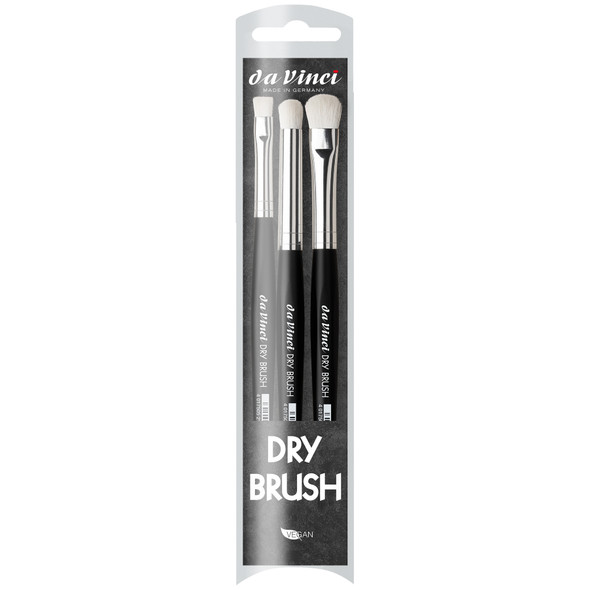 DRY BURSH Miniature Painting Brushes, Synthetic, All Paint Types, Assorted, 3 Brush Set