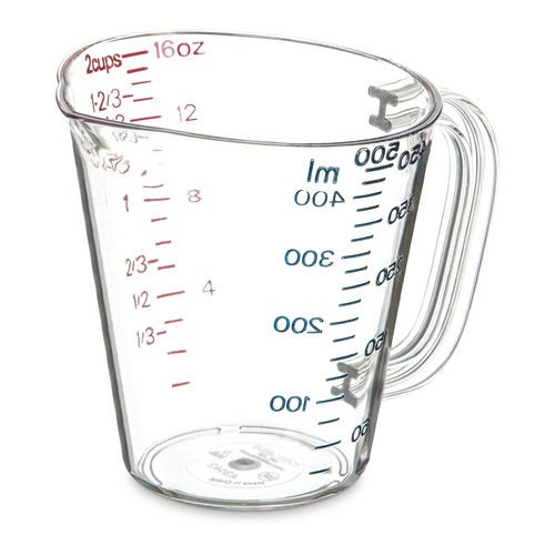 Commercial Measuring Cup, 1 pt, Plastic, Clear