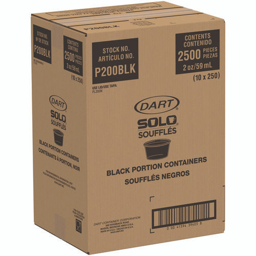 Polystyrene Portion Cups, 2 oz, Plastic, Black, 250/Bag, 10 Bags/Carton