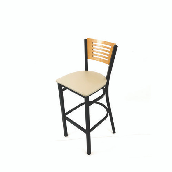 Jones River Series Barstool, Supports Up to 300 lb, 28.5" Seat Height, Taupe Seat, Natural Back, Black Base Jones River Series Barstool, Supports Up to 300 lb, 28.5" Seat Height, Taupe Seat, Natural Back, Black Base