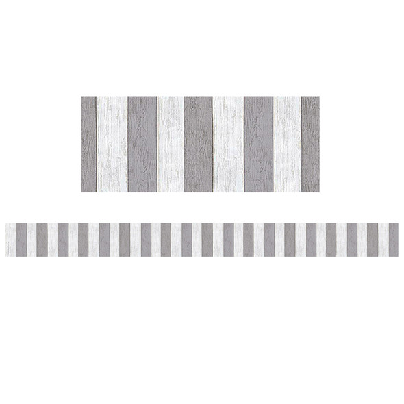 Modern Farmhouse Gray Stripes Straight Border Trim, 35 Feet, 6 Packs