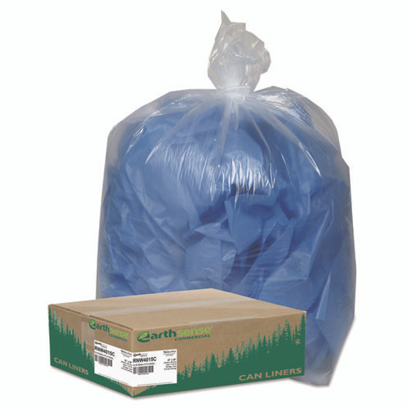 Linear Low Density Clear Recycled Can Liners, 33 gal, 1.25 mil, 33" x 39", Clear, 10 Bags/Roll, 10 Rolls/Carton