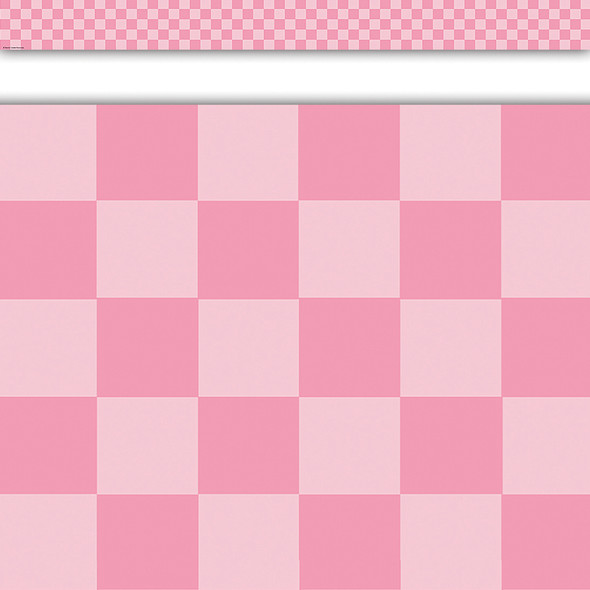 Cool for School Pink Checkers Straight Border Trim, 35 Feet Per Pack, 3 Packs
