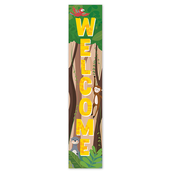 Jungle Friends Welcome Banner, 8"W x 39"H, Pack of 2 Jungle Friends Welcome Banner, 8"W x 39"H, Pack of 2
