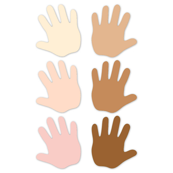 Multicultural Hands 6" Designer Cut-Outs, 36 Per Pack, 2 Packs