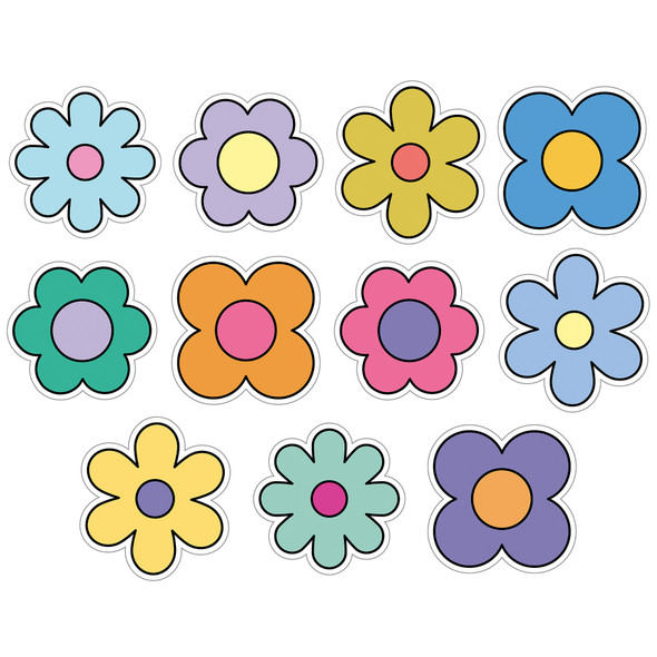 Happily Ever Elementary Retro Remix Flowers Cutouts, 36 Per Pack, 3 Packs