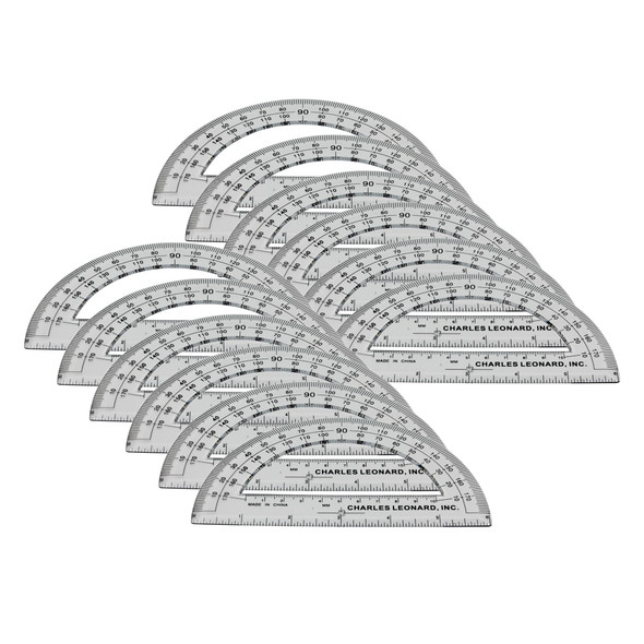 Protractor Plastic, 6-Inch, 12 Per Pack, 3 Packs