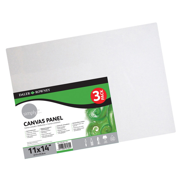 Simply White Canvas Panels Set, 11" x 14", 3 Per Pack, 3 Packs Simply White Canvas Panels Set, 11" x 14", 3 Per Pack, 3 Packs