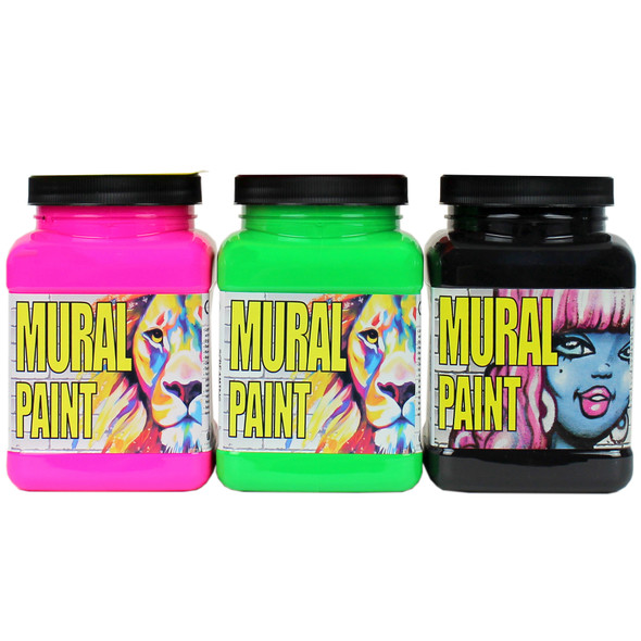 Mural Paint, Pint, 6 Neon Colors Set