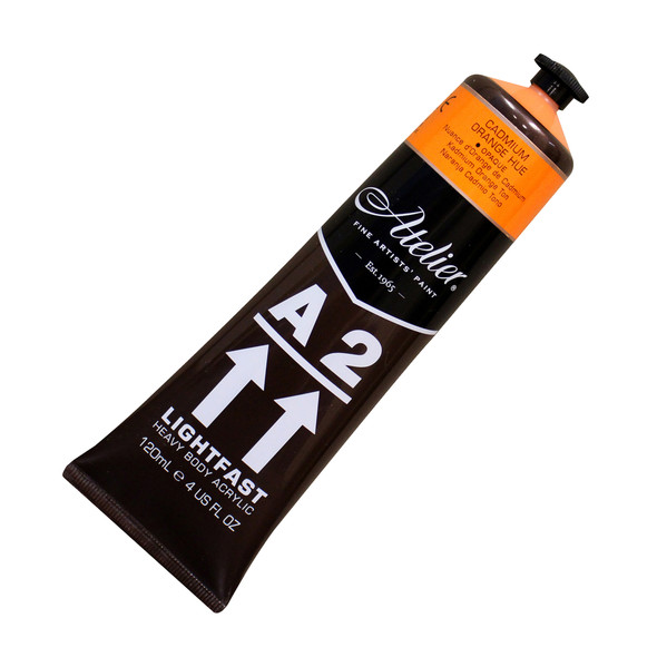 A2 Heavy Body Lightfast Artist Acrylic, 4 oz., Cadmium Orange Hue, Pack of 3