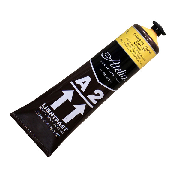 A2 Heavy Body Lightfast Artist Acrylic, 4 oz., Cadmium Yellow Deep Hue, Pack of 3