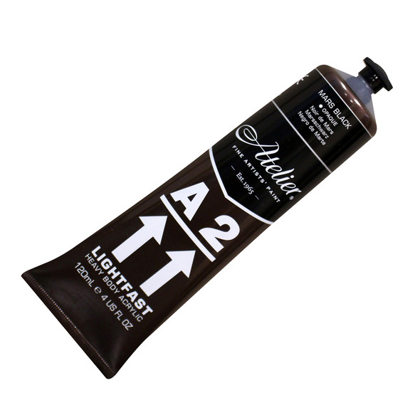 A2 Heavy Body Lightfast Artist Acrylic, 4 oz., Mars Black, Pack of 3