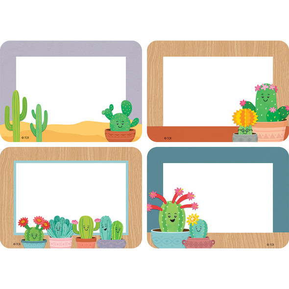 Happy Cactus Crew Name Tags/Labels, Multi-Pack, 3-1/2" x 2-1/2", 36 Per Pack, 3 Packs