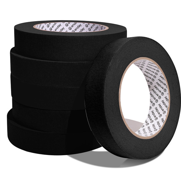 Masking Tape, 1" x 60 Yards, Black, Pack of 6