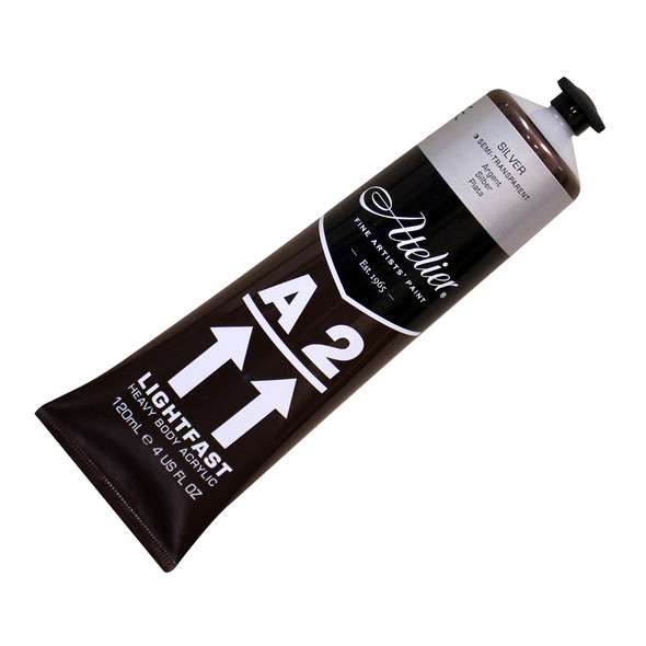 A2 Heavy Body Lightfast Artist Acrylic, 4 oz., Silver, Pack of 3