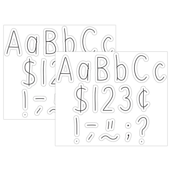 Black on White Hand Drawn 4" Letters Combo Pack, 262 Pieces Per Pack, 2 Packs