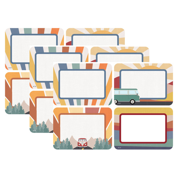 Moving Mountains Road Trip Name Tags/Labels, Multi-Pack, 3-1/2" x 2-1/2", 36 Per Pack, 3 Packs