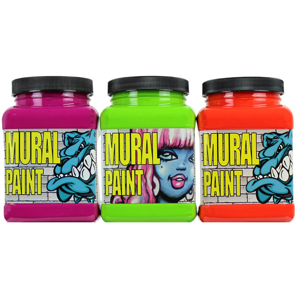Mural Paint, Pint, 6 Bright Colors Set