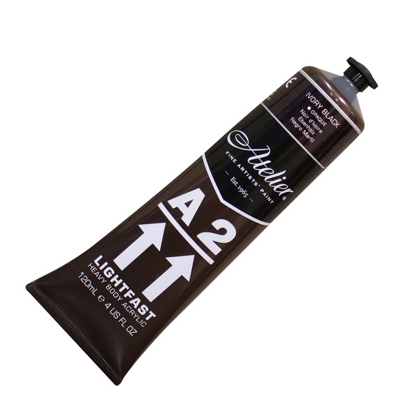 A2 Heavy Body Lightfast Artist Acrylic, 4 oz., Ivory Black, Pack of 3