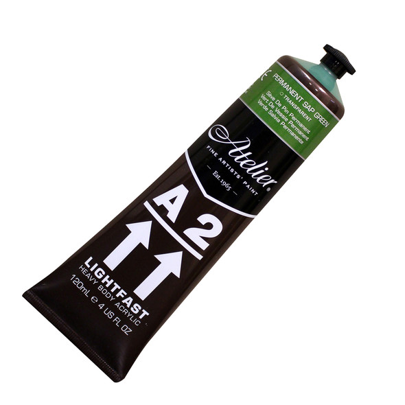 A2 Heavy Body Lightfast Artist Acrylic, 4 oz., Permanent Sap Green, Pack of 3