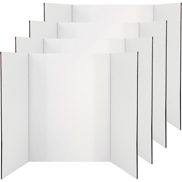 Trifold Poster Board, Presentation Board, 36" x 48", White, Pack of 4