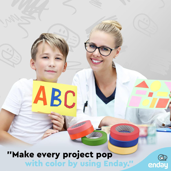 Colored Masking Tape, 1" x 60 Yards, Assorted Colors, 6-Pack