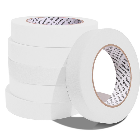 Masking Tape, 1" x 60 Yards, White, Pack of 6