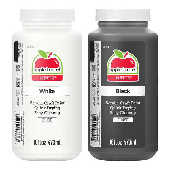 Acrylic Paint Matte, 16oz., White & Black, 2-Piece Set
