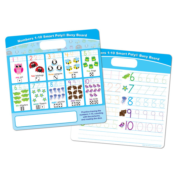 Smart Poly Educational Activity Busy Board, Dry Erase with Marker, 10-3/4" x 10-3/4", Numbers 1 to 10