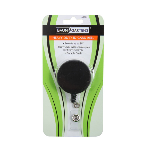 Heavy Duty Round ID Badge Reel with Belt Clip, Black