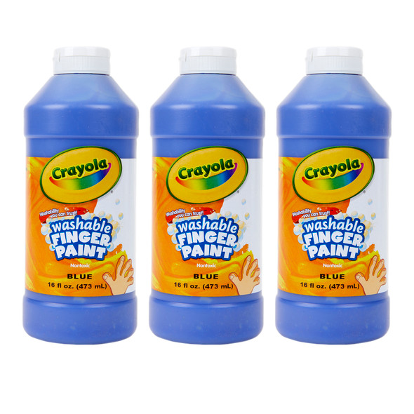 Washable Finger Paint, Blue, 16 oz, Pack of 3