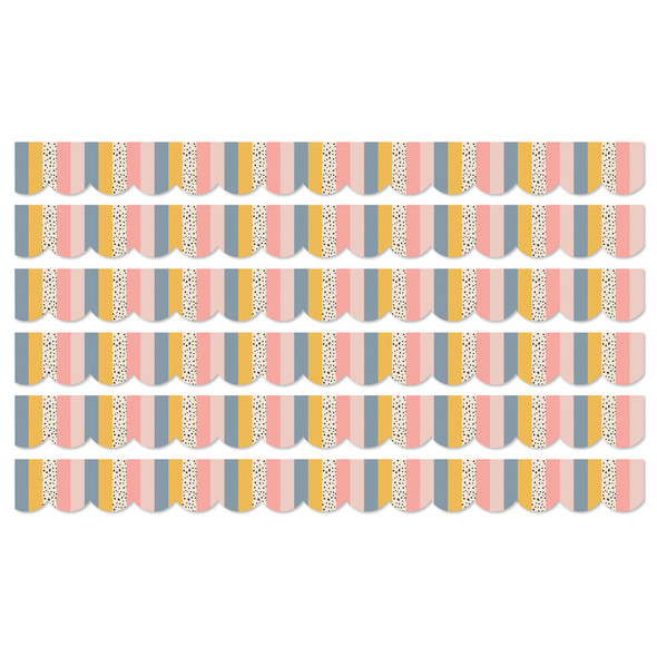 We Belong Stripes Scalloped Borders Per Pack, 39 Feet Per Pack, 6 Packs