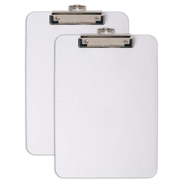 Plastic Clipboard, Letter Size, Clear, Pack of 2