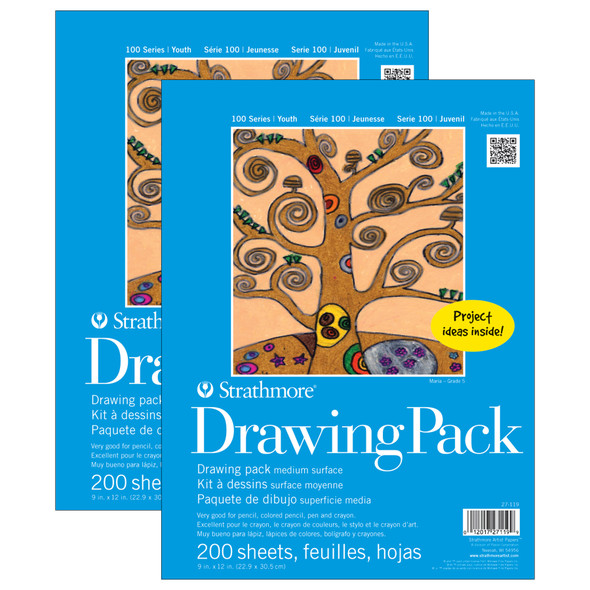 100 Series Drawing Bulk Sheet, 9x12 inch, 200 Sheets Per Pack, 2 Packs